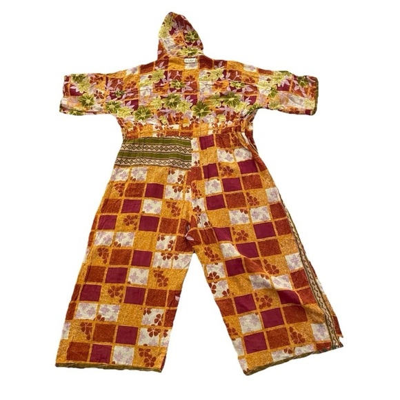 Kantha Bae Women’s Reversible Hooded Jumpsuit Hippie Bohemian Artsy Free Size - Picture 4 of 10